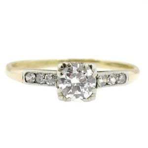 Vintage Old European Cut Diamond Ring 12k Gold SZ7